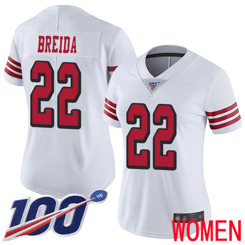 San Francisco 49ers Limited White Women Matt Breida NFL Jersey 22 100th Season Rush Vapor Untouchable